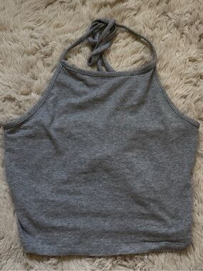 Gray Halter Crop Tank Top - Brandy Melville